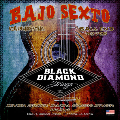 Buy now Black Diamond Strings?? N279B Bajo Sexto Stainless (Ball) 024/.024 | .034/.034 | .046/.046 | .030/.056 | .074/.034 | 092 .046 at indiglob india